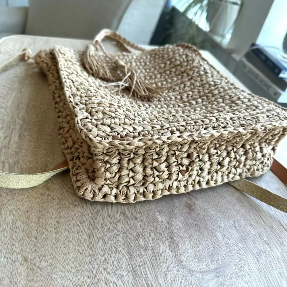 Aqua Mel Crossbody Natural Weave Bag‎ - NWT